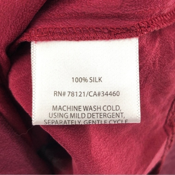 Eileen Fisher 100% Silk Washable Tunic Shirt Dress With Pockets Red PP 2 Petite - Picture 7 of 11